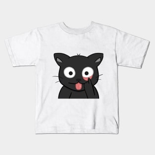 Cute tongue stick out black cat Kids T-Shirt